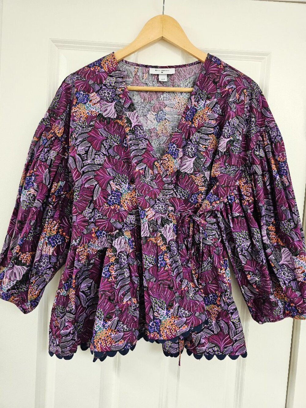 Kika Vargas x Target Floral Wrap Women's Blouse Top, V neckline, size Large